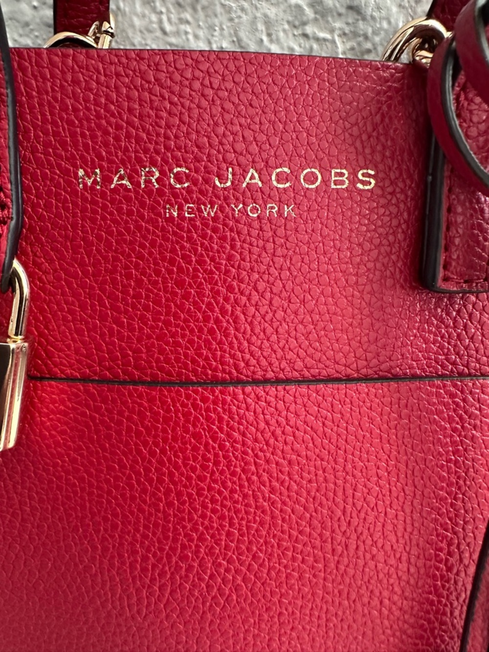 Marc Jacobs Micro Tote Red Pebbled Leather Crossbody Bag Small Open Top - Picture 3 of 11